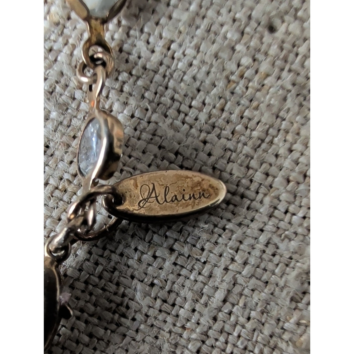 Alainn CZ Gold Tone Opera Necklace  Bezel Set Crystal Station Chain Layering