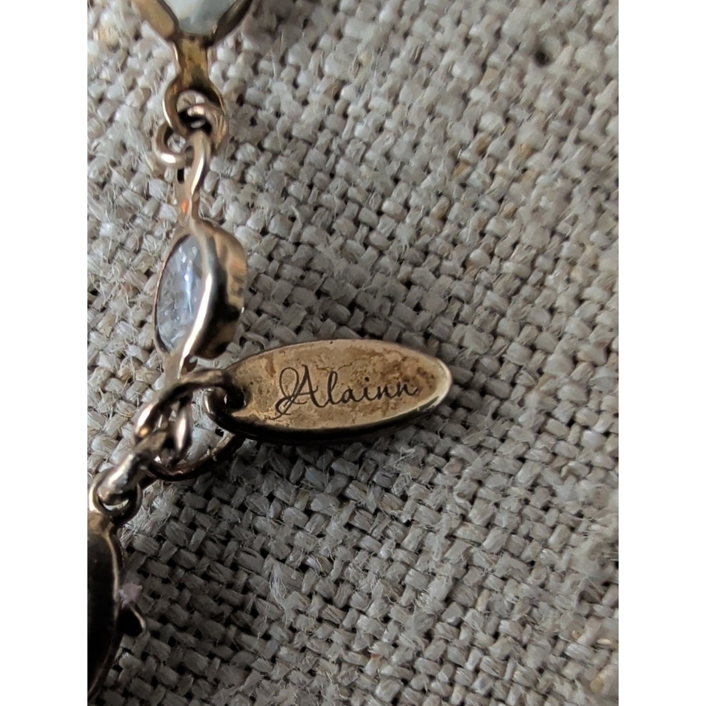 Alainn CZ Gold Tone Opera Necklace  Bezel Set Crystal Station Chain Layering
