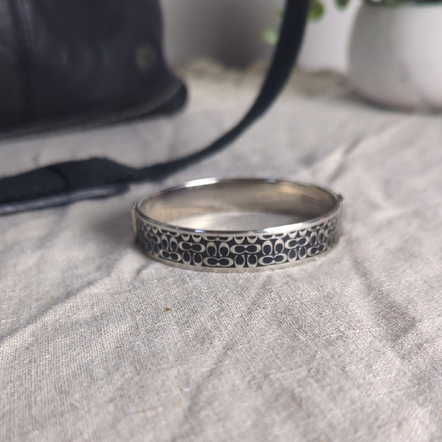 Coach Signature C Bangle Bracelet with Dust Bag Designer Gift Ready Jewelry