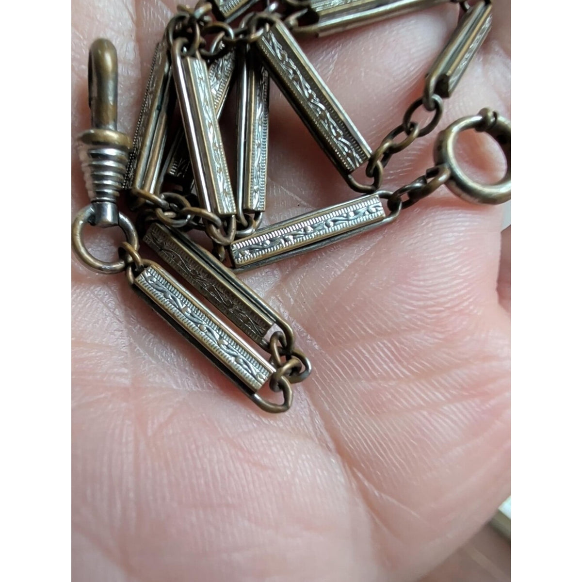 1920's/30's Art Deco Gold Filled Engine Turned Watch Chain Pocket Watch Chain