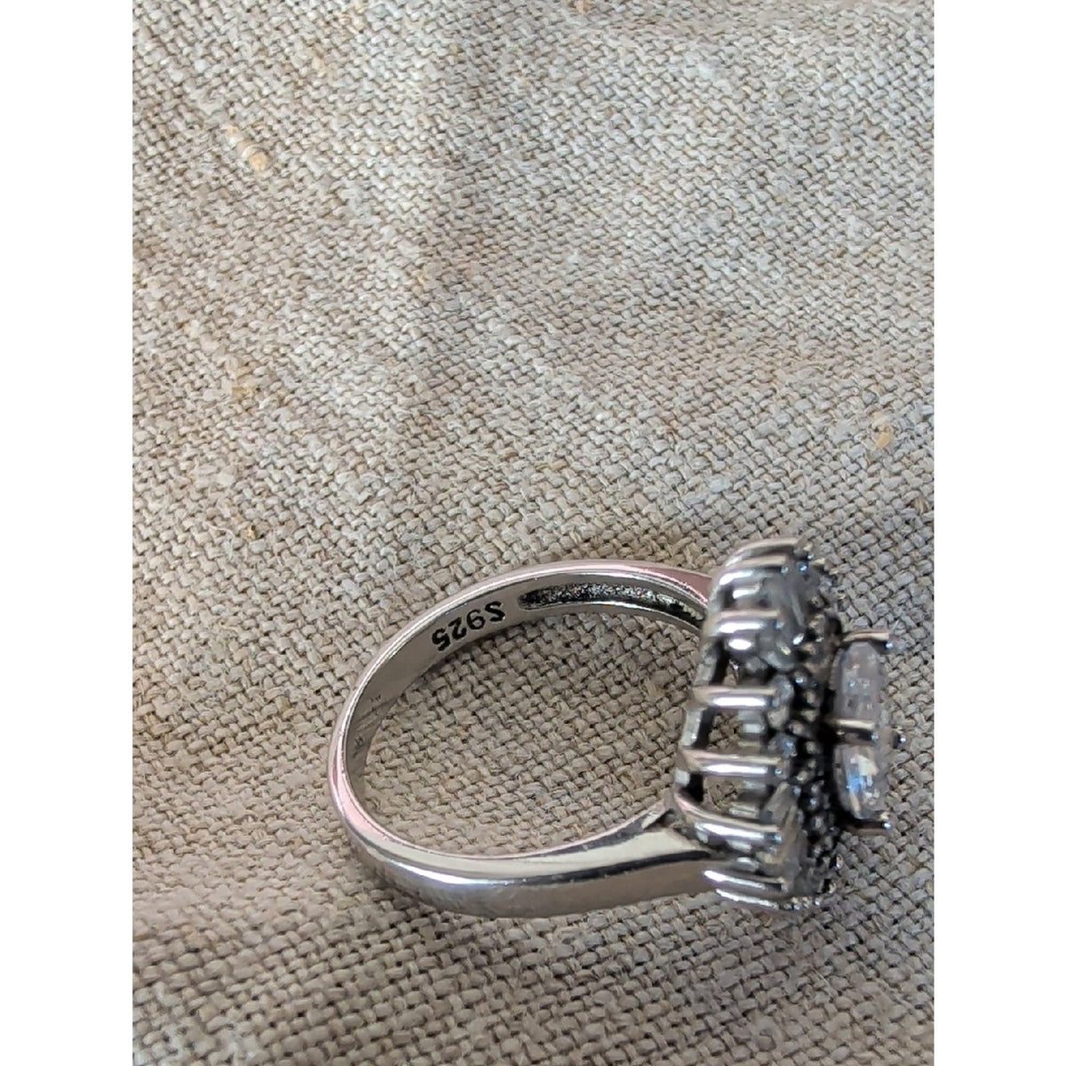 Sterling Silver CZ Halo Ring Y2K Princesscore Cocktail Ring Glam Coquette