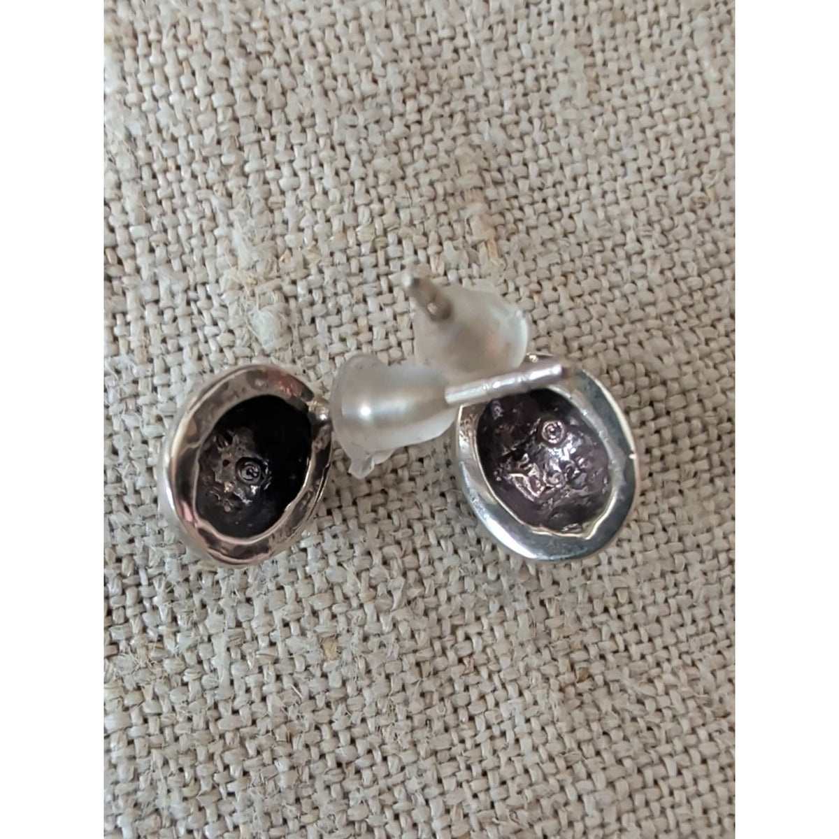 Vintage Sterling Silver Floral Post Earrings 925 Oval Scroll & Flower Studs