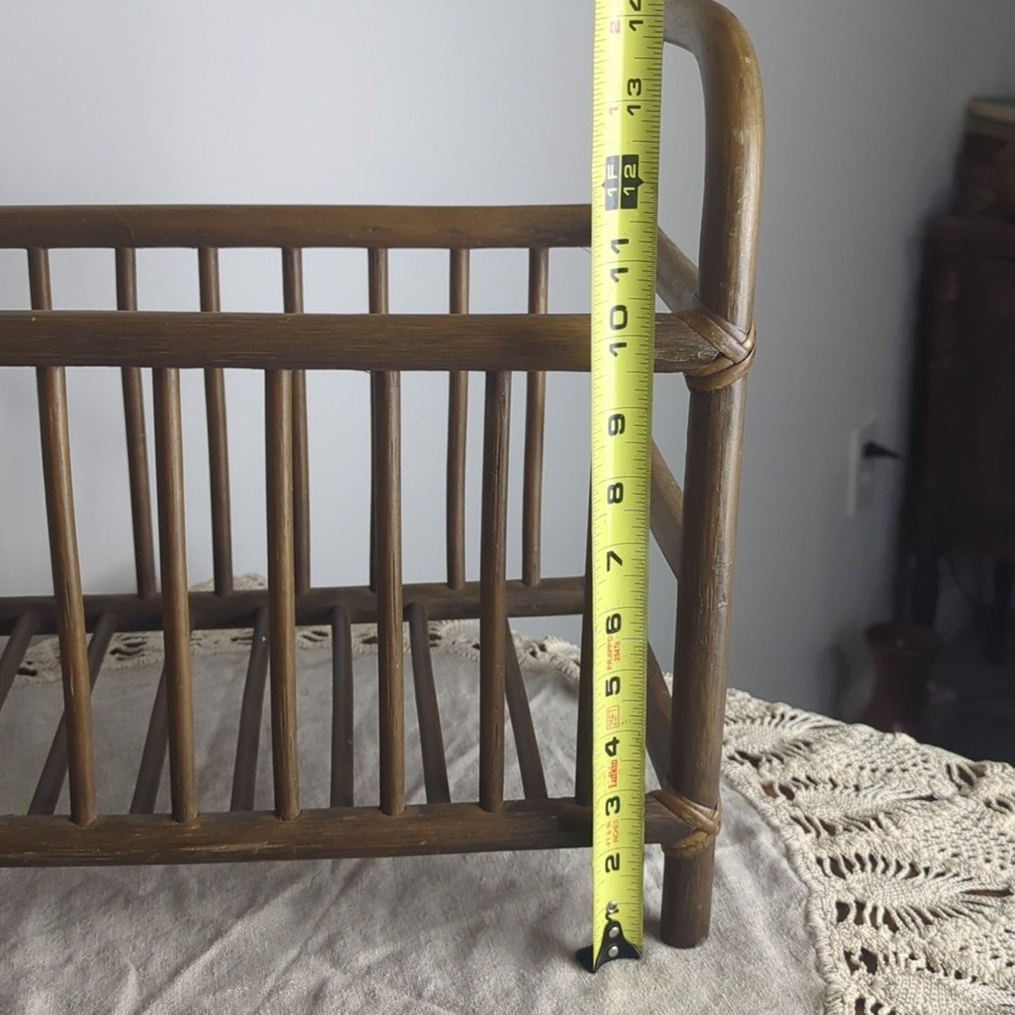 Vintage Bamboo Magazine Rack Towel Storage Rattan Book Holder Mid-century
