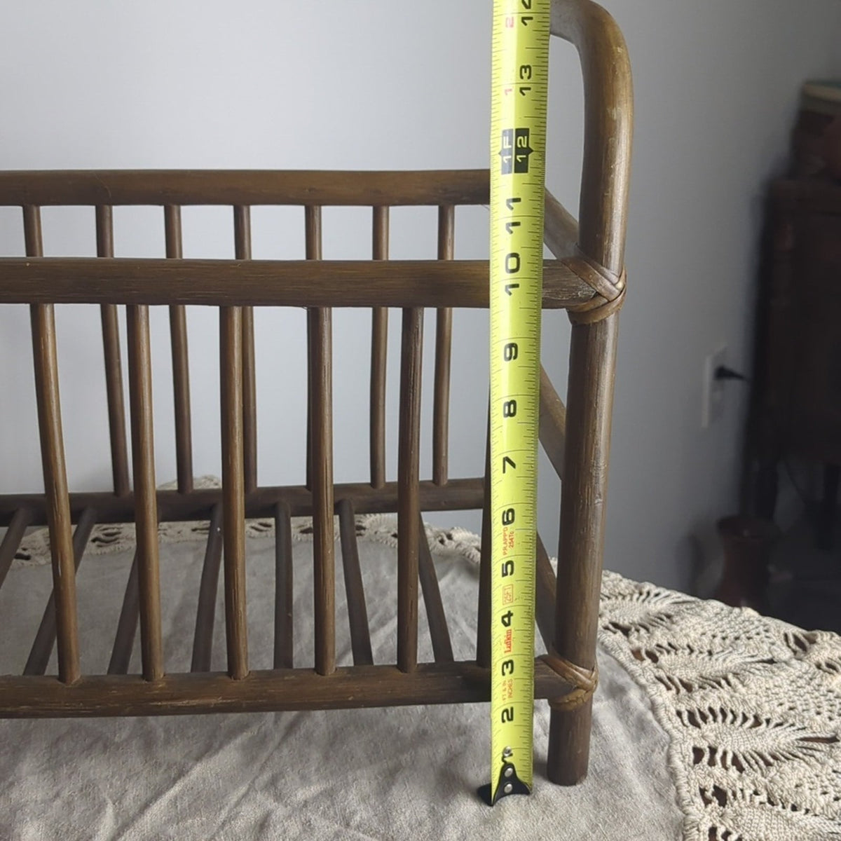 Vintage Bamboo Magazine Rack Towel Storage Rattan Book Holder Mid-century