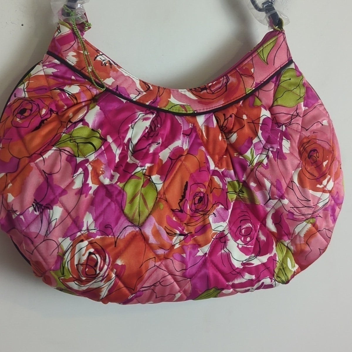 Vintage NWOT Rose Eleanor Shoulder Silk Bag Resin Chain Strap Pink