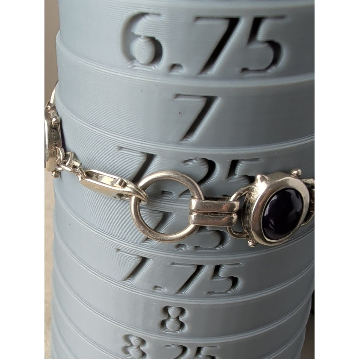 925 Sterling Silver Amethyst Bracelet Purple Cabochon Artisan 19g