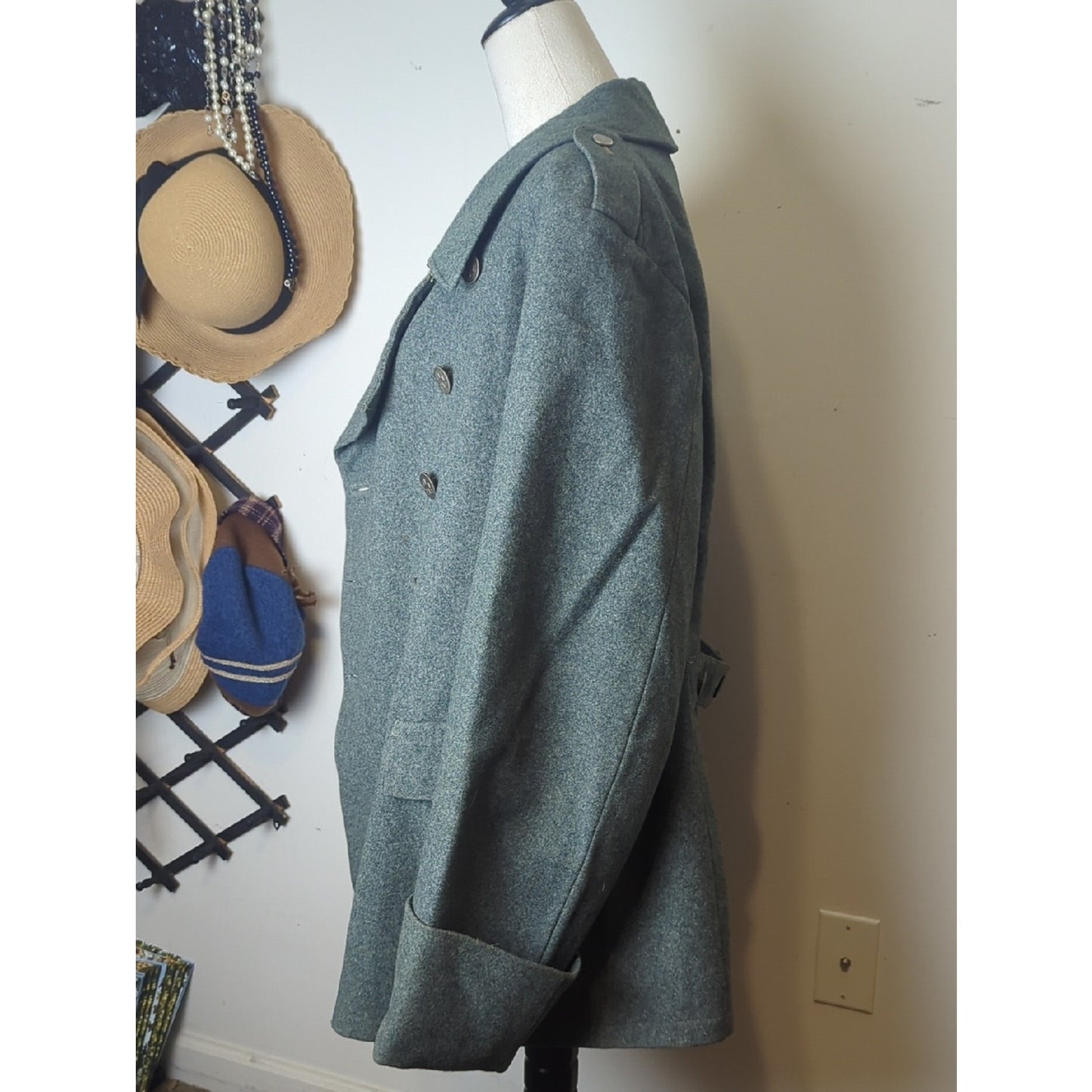 Vintage Swiss Army Wool Jacket Military Unisex Coat Structured Tailored Wool