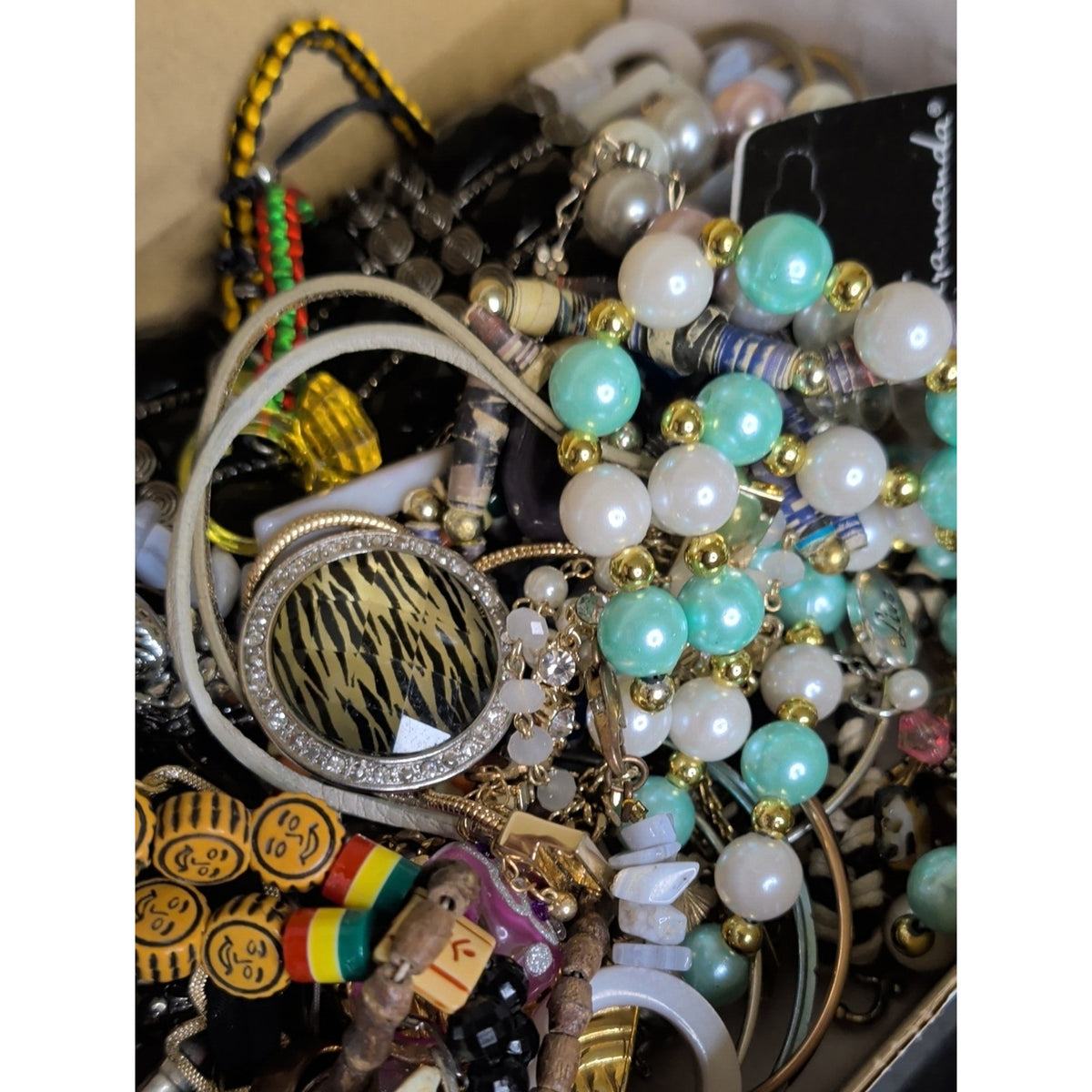 2 Lb Craft Lot Mystery Jewelry Box! Some Wearable! Fun Treasure Hunt!