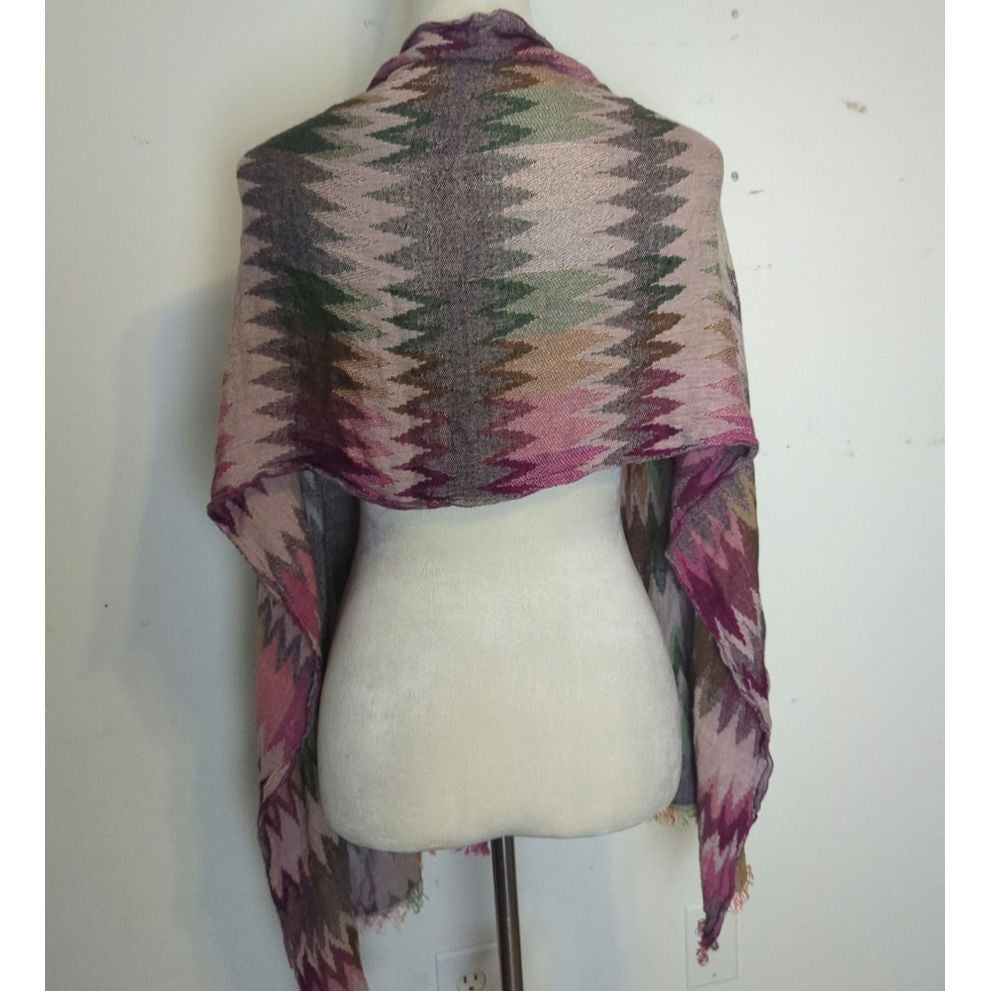 Boho Chic Meets Fairygrunge Chevron Artsy Oversized Scarf  Soft with Fringe