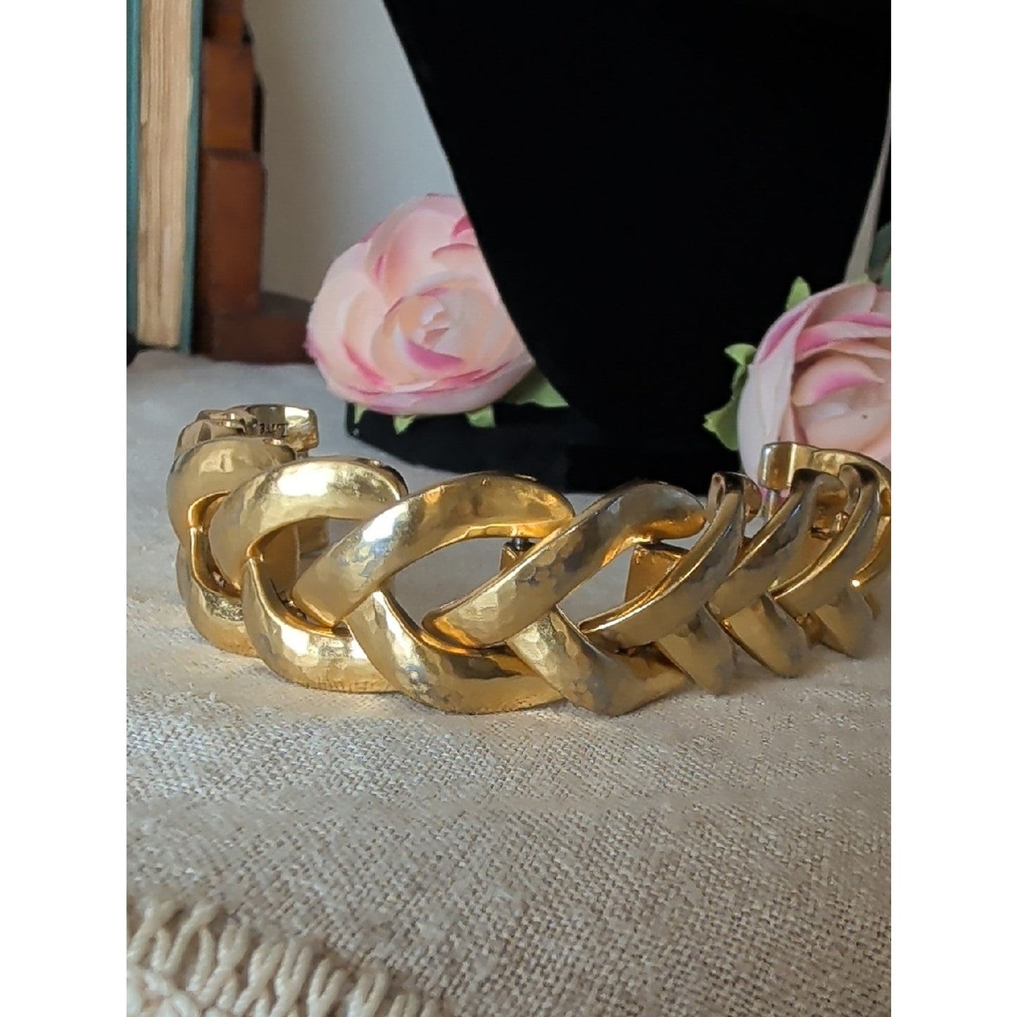 Brighton Hammered Gold Tone Chunky Chain Bracelet Statement Jewelry