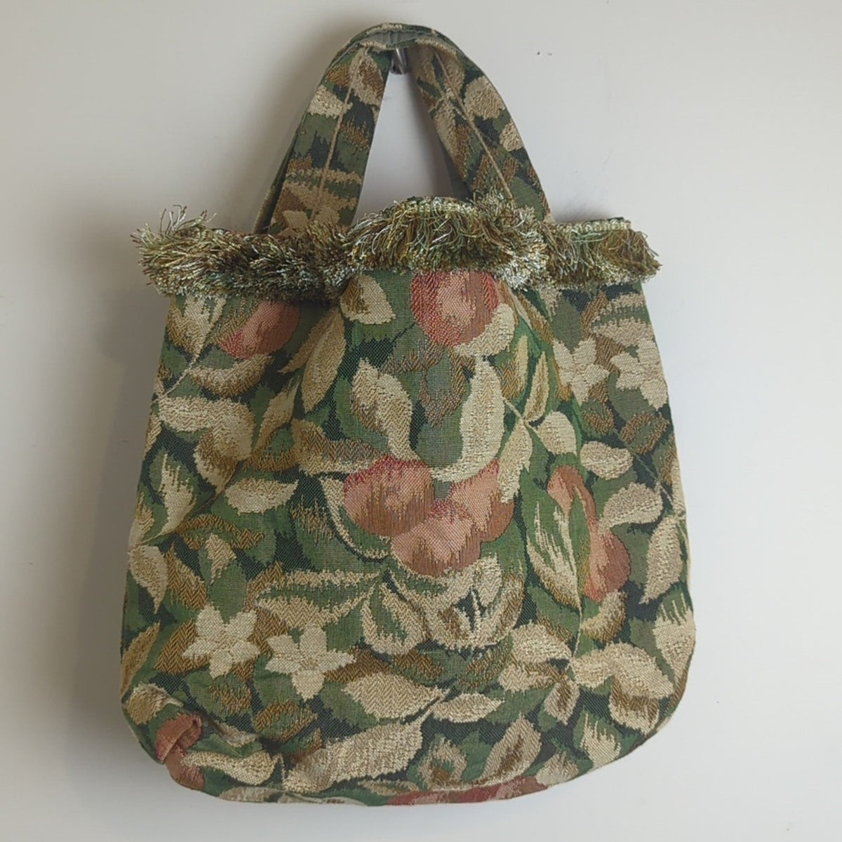 XL Upcycled Granola Girl Goblincore Tapestry Tote Bag Overnight Bag Fringe