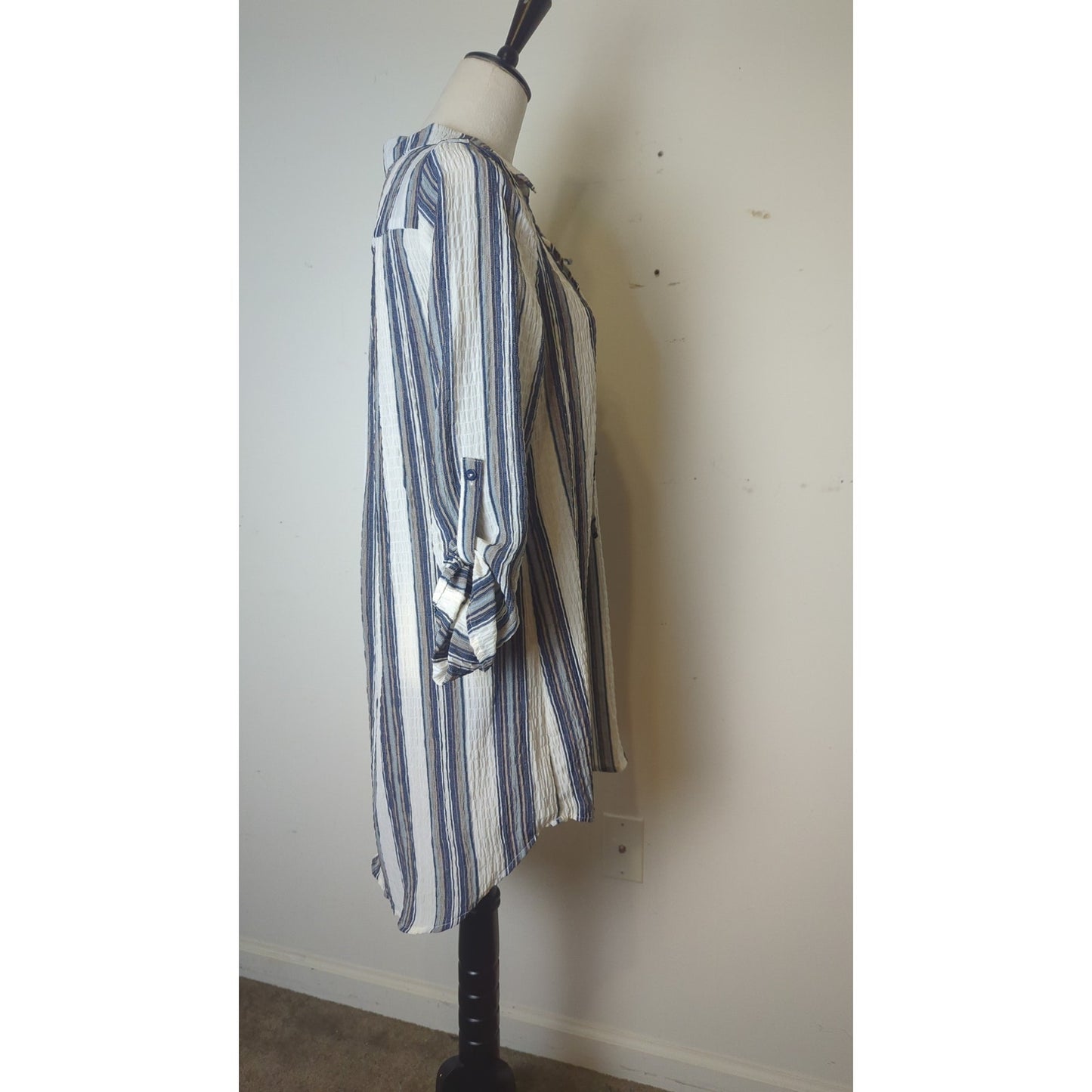 NWT Gauzy Knit Nautical Striped High Low Coastal Cowgirl Dress Large