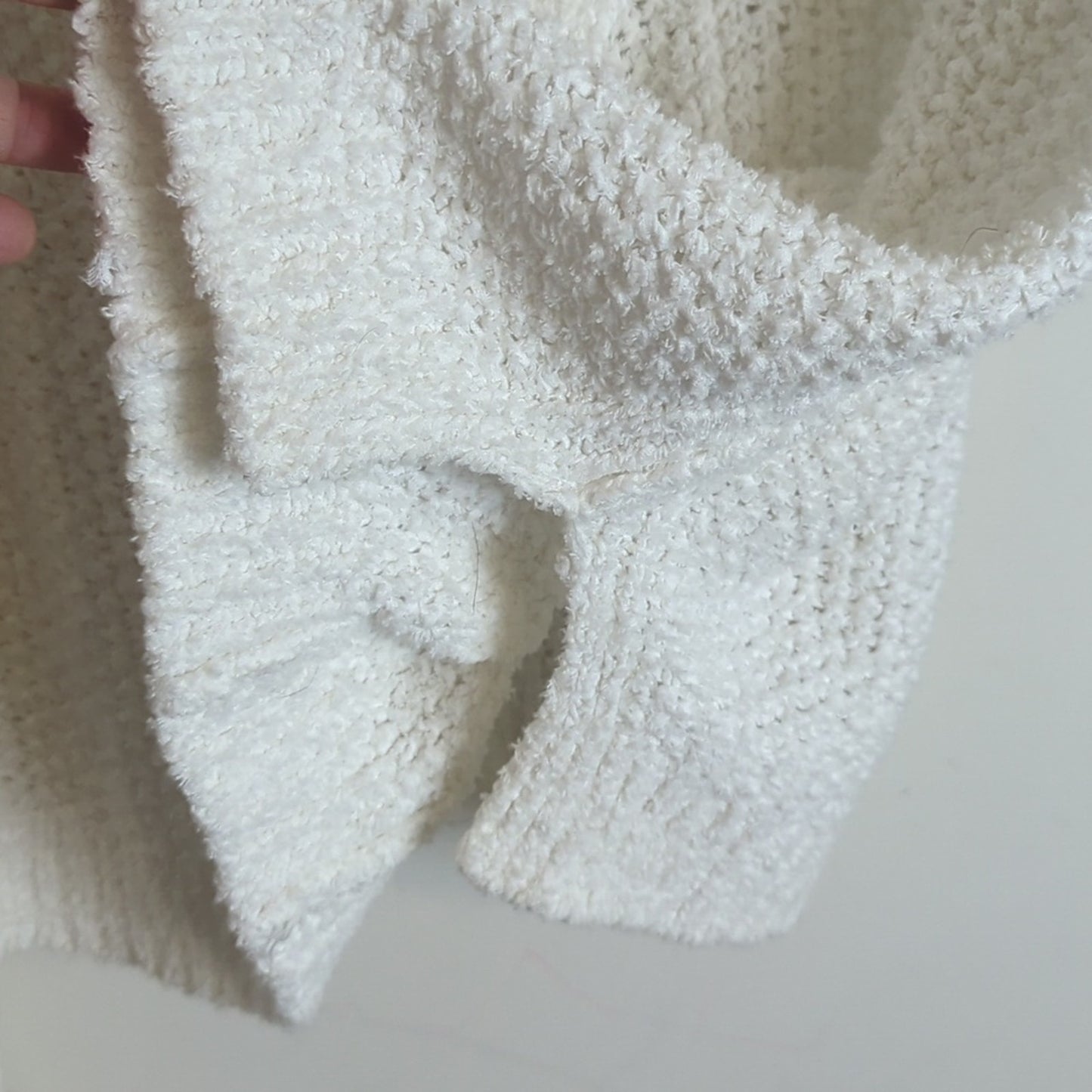 Free People Coco V neck White Waffle Knit Oversized Beach Casual Sweater Size M