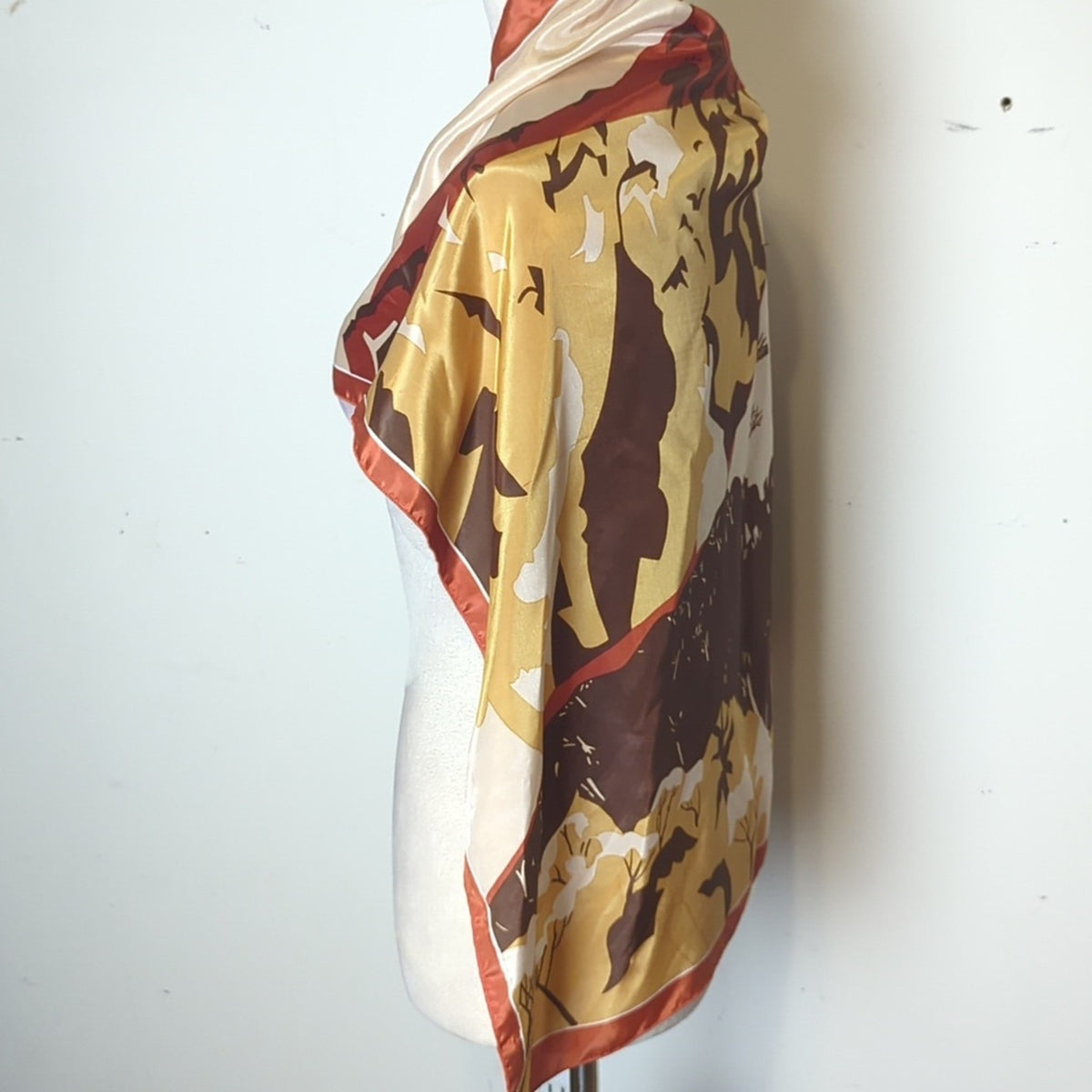 Vintage Desert Canyon Scenic 80's- 90s Western Landscape Satin Scarf