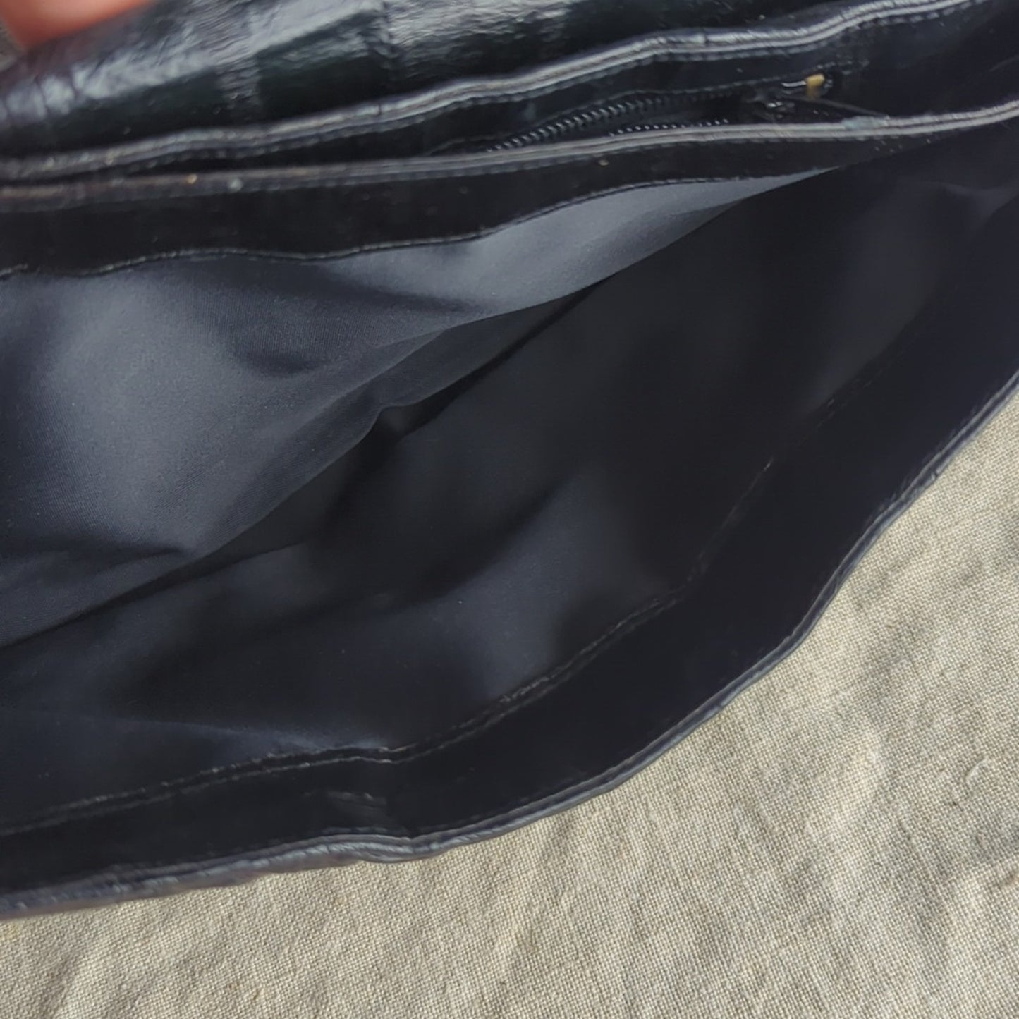 Vintage Black-ish Navy Skin Clutch Wallet | 80s Exotic Leather Evening Bag