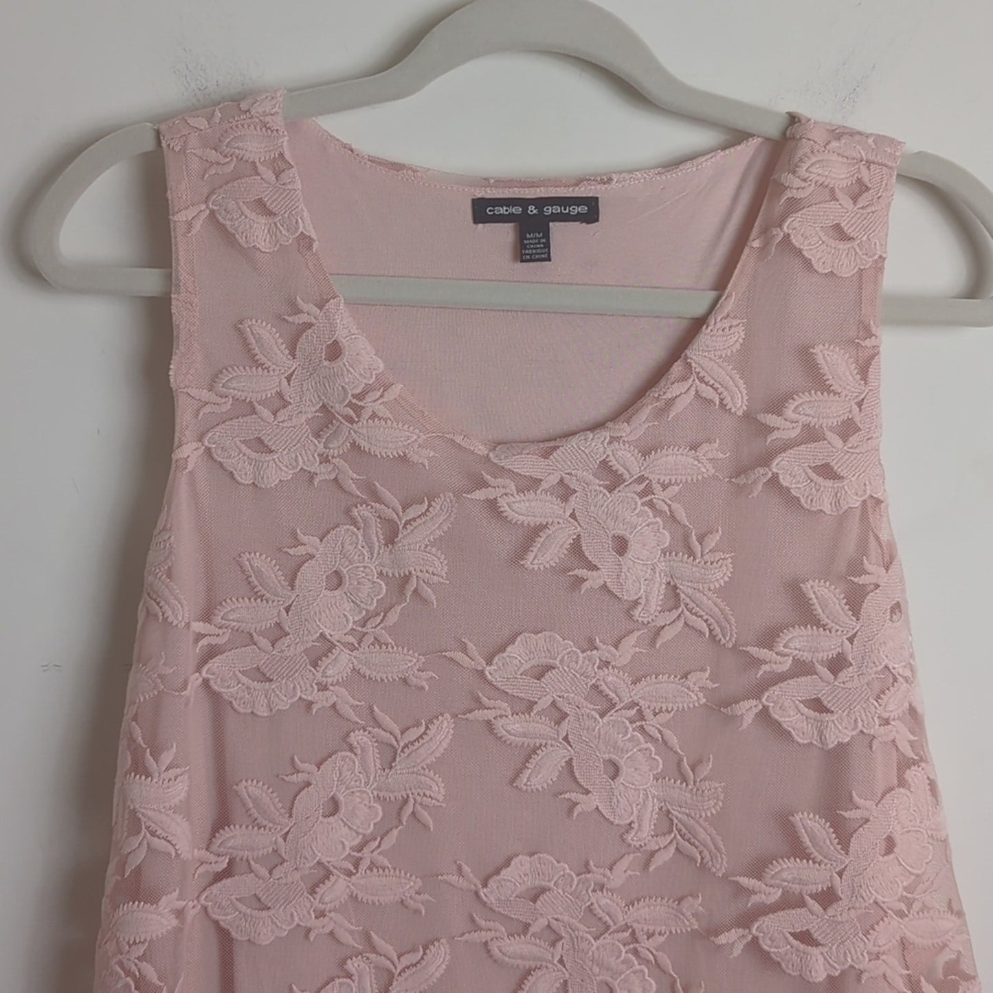 Soft Pink Viscose Pullover Top with Embroidered Panel Women's Size Medium