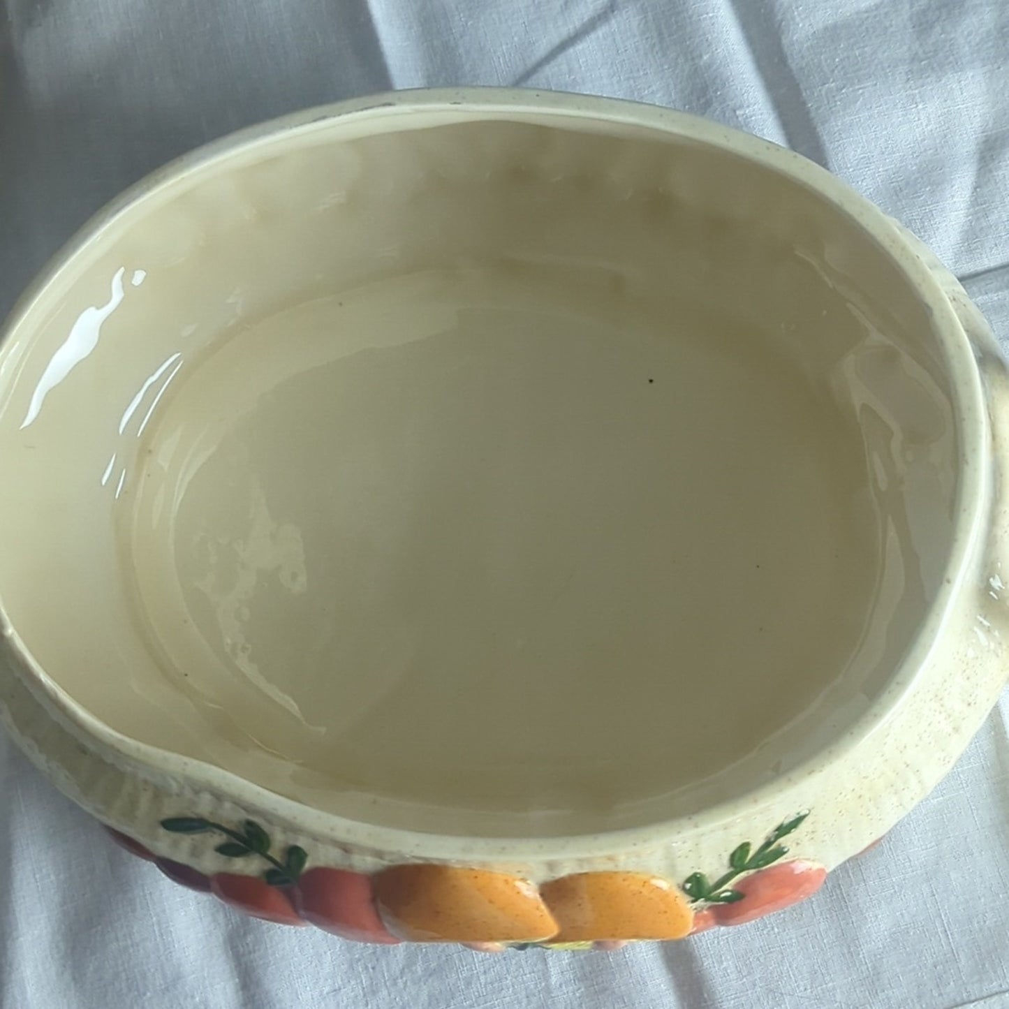 Vintage Storybook Mushroom Covered Serving Dish Large Folk Art Whimsical