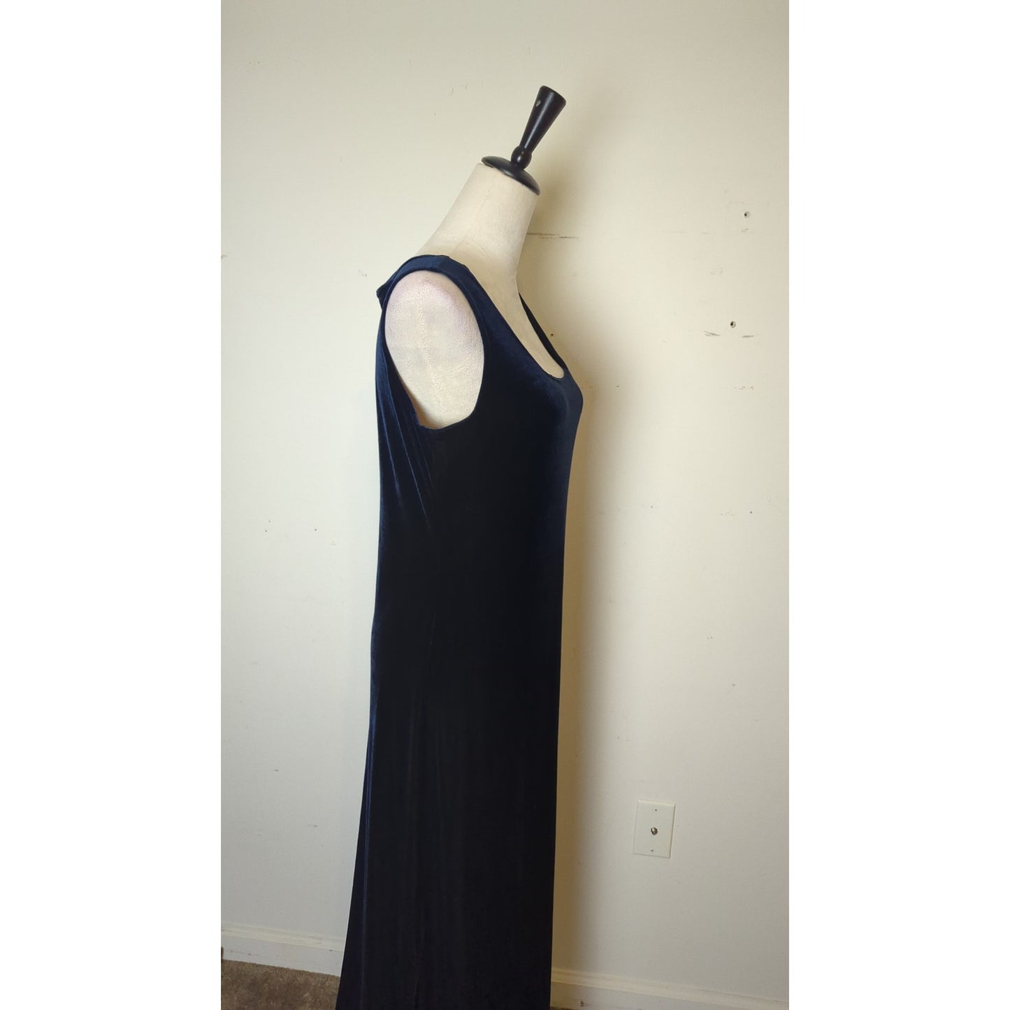 Vintage Whimsigoth Dark Navy Velvet Maxi Dress Women's Medium