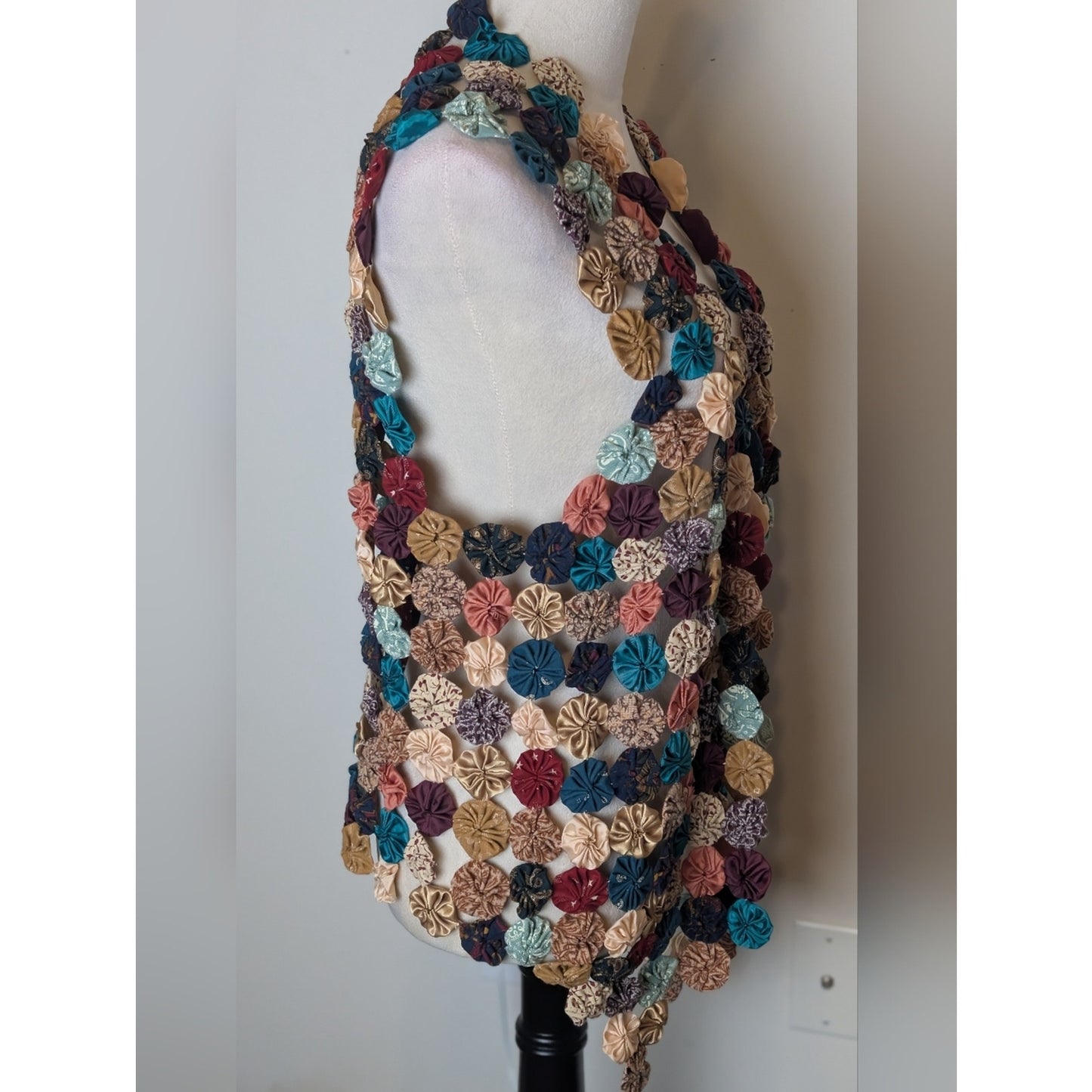 Vintage Handmade Pinwheel Patchwork Vest Wearable Textile Art Boho Granola Girl