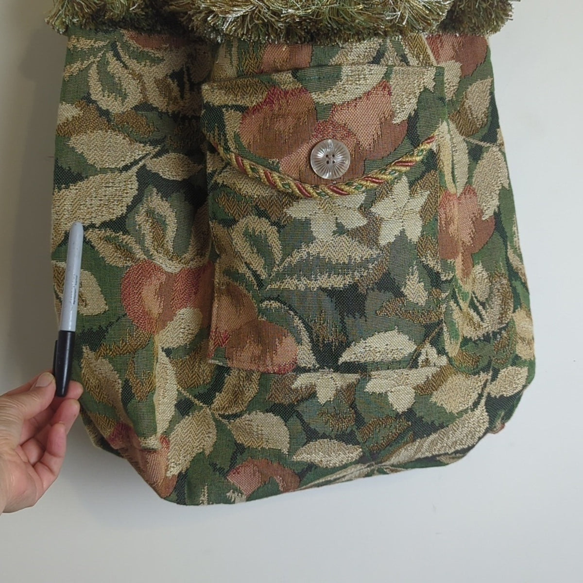 XL Upcycled Granola Girl Goblincore Tapestry Tote Bag Overnight Bag Fringe