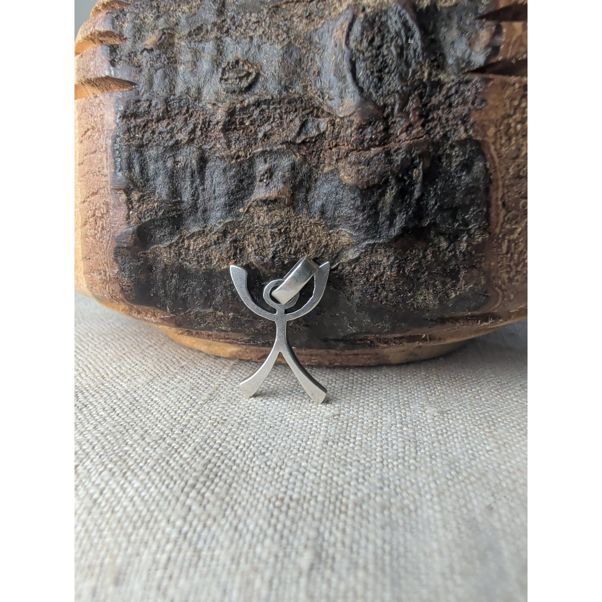 Vintage Sterling Silver Stick Figure Joy of Life Pendant Charm Praise