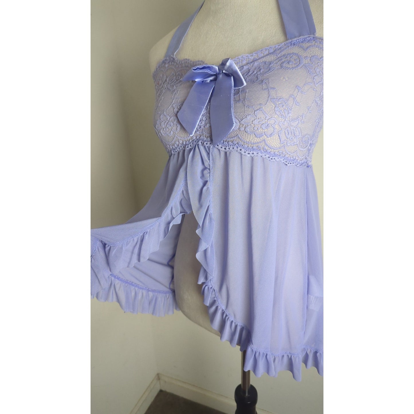 Y2k Coquette Soft Girl Lace Sheer Top/Lingerie Size Large