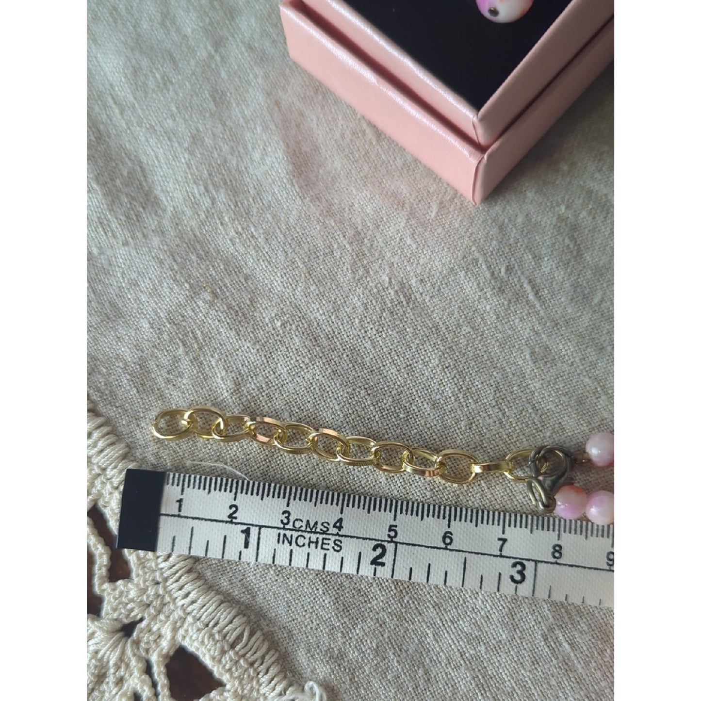 Vintage Pink Marbled Glass Bead Necklace Set Gold Accent Soft Glam Coquette Girl