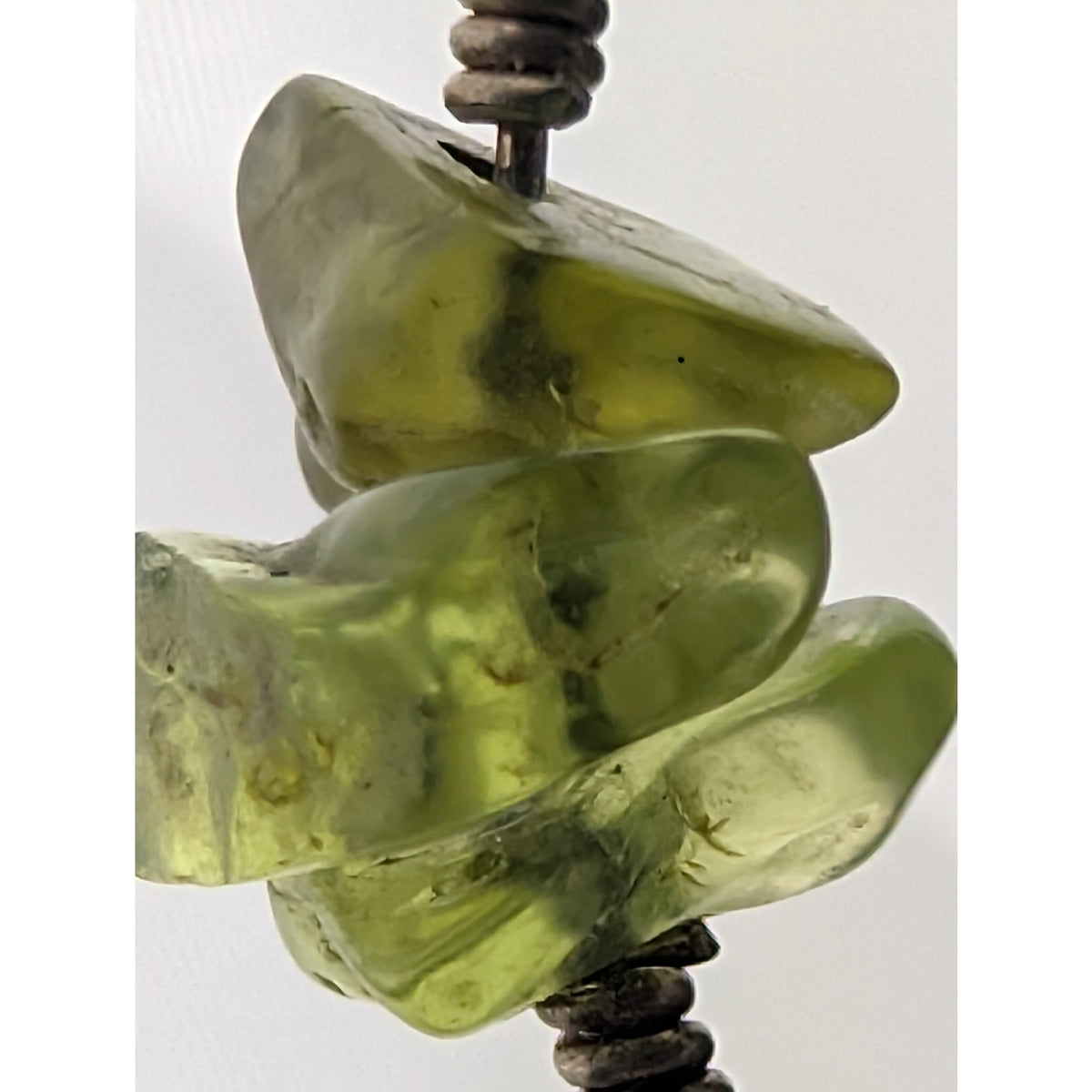 Vintage Raw Green Tourmaline Crystal Chip Necklace 925 Sterling Silver