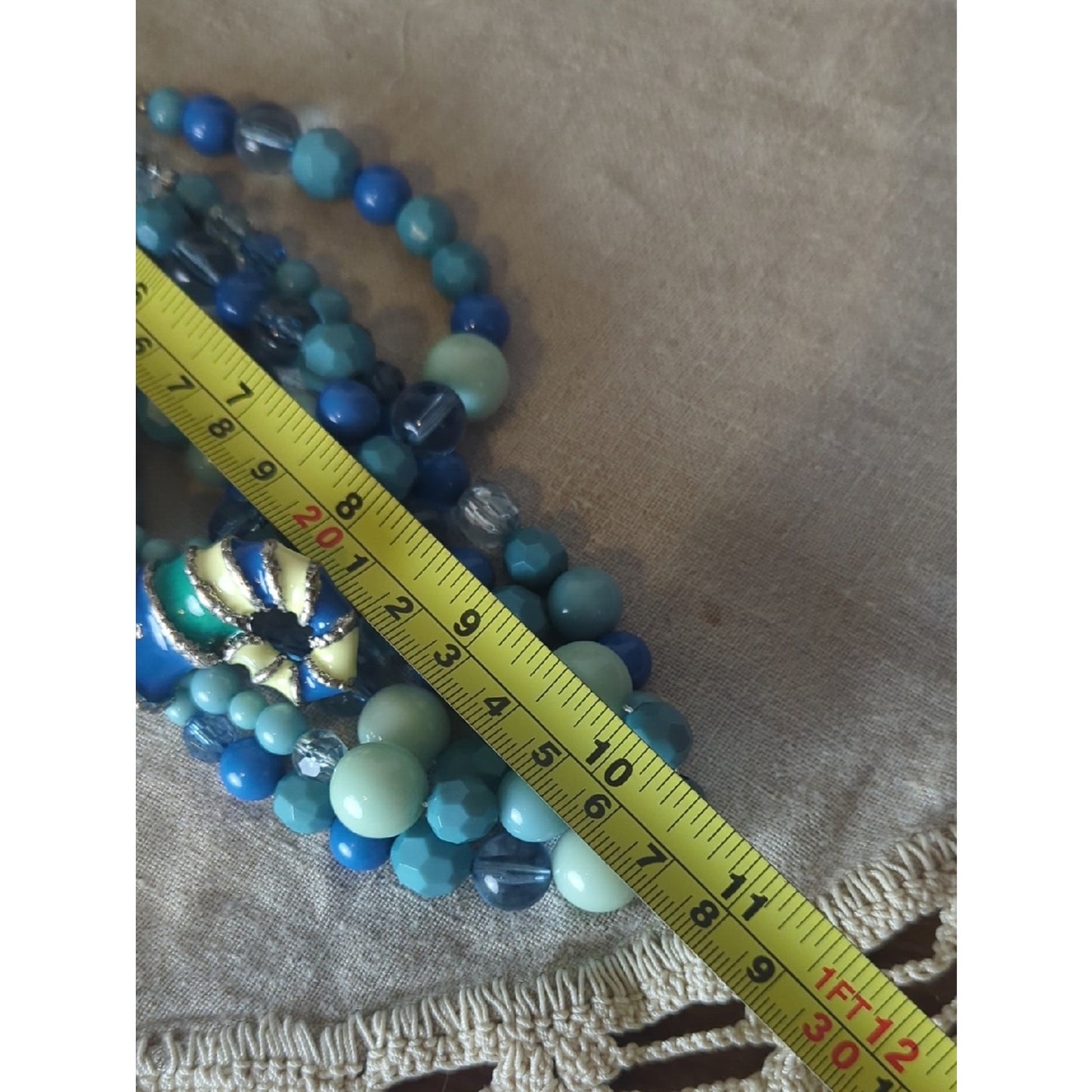 Vintage Seahorse Statement Necklace, Coastal Art to Wear, Layered Beaded Ocean