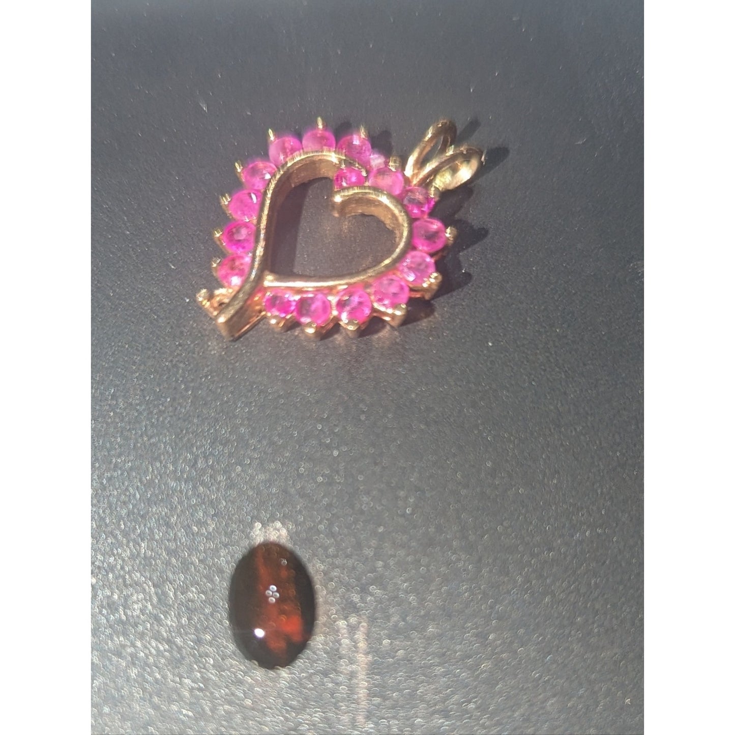 Ross Simons Sterling Vermeil Ruby Heart Pendant & Nevada Silver Earings
