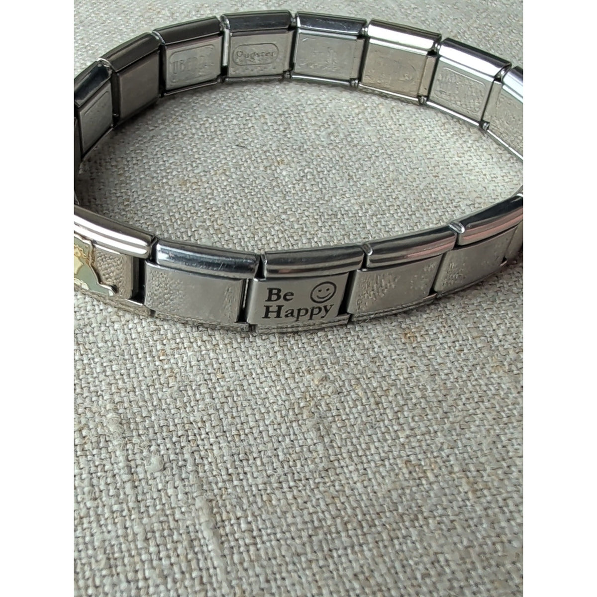 Pugster Silver-Tone Italian Charm Bracelet with Yellow & Orange Enamel Accents