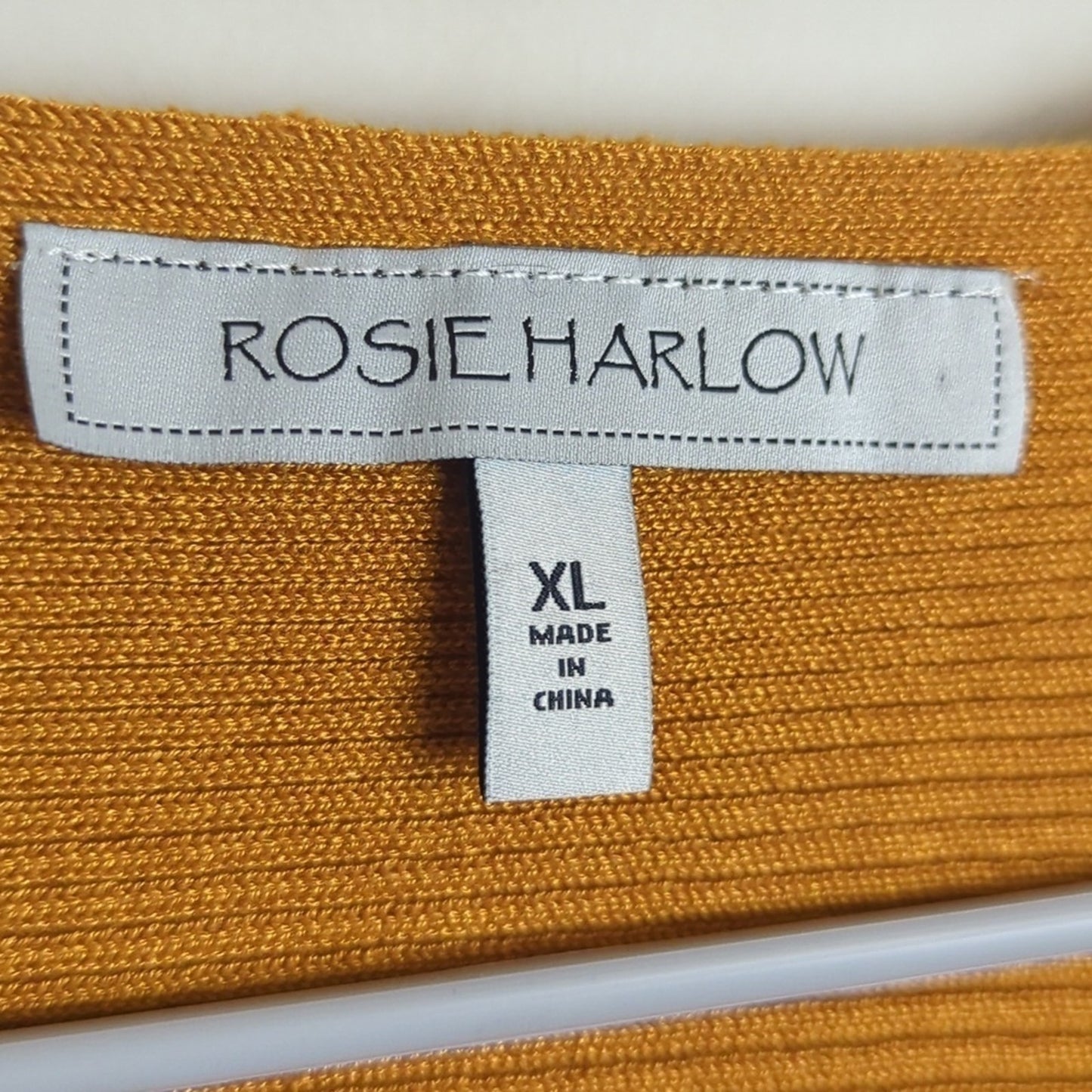 Mustard Yellow Stretch Jersey Ribbed Knit Sweater Women's Size XL