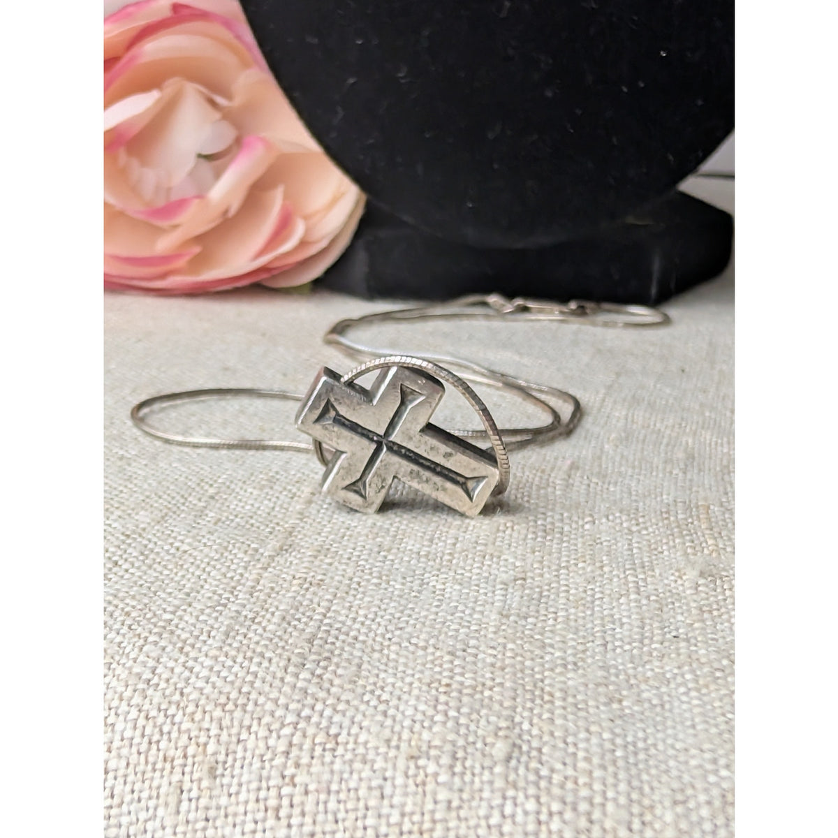 Retired James Avery Dimensional Sterling Silver Cross Pendant on 17" Vintage 925 Snake Chain Necklace - 9g Rare Candelabra Hallmark Unisex
