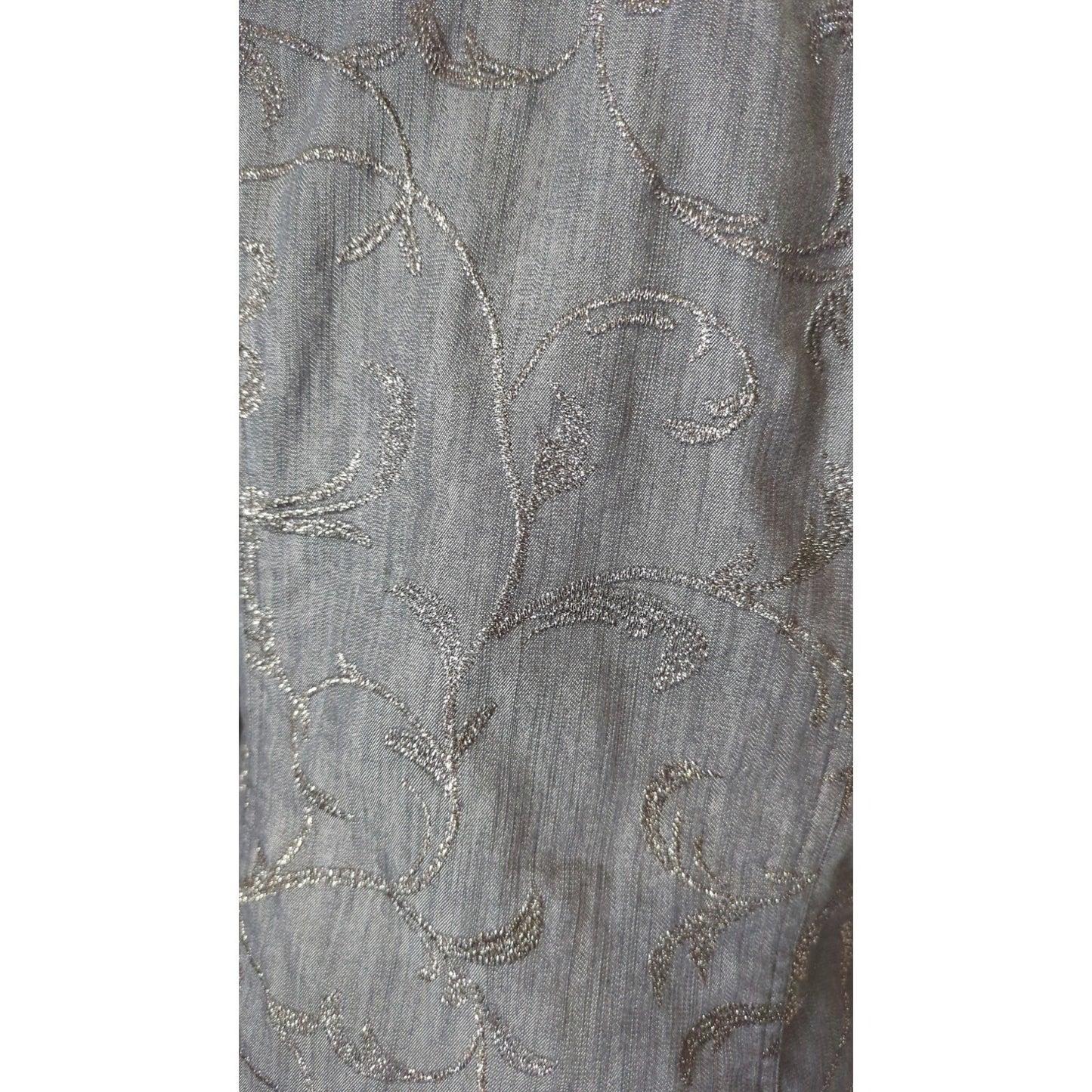 Boho Chic Dark Zip Up Denim Jacket Whimsical Embroidered Embellishment Size 12