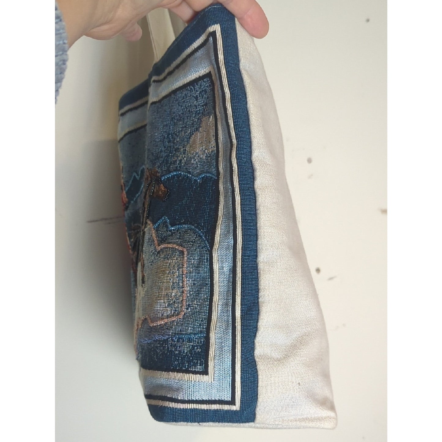 Vintage Horse Tapestry Tote Bag  Woven Equestrian Scene With Clover Tote Charm