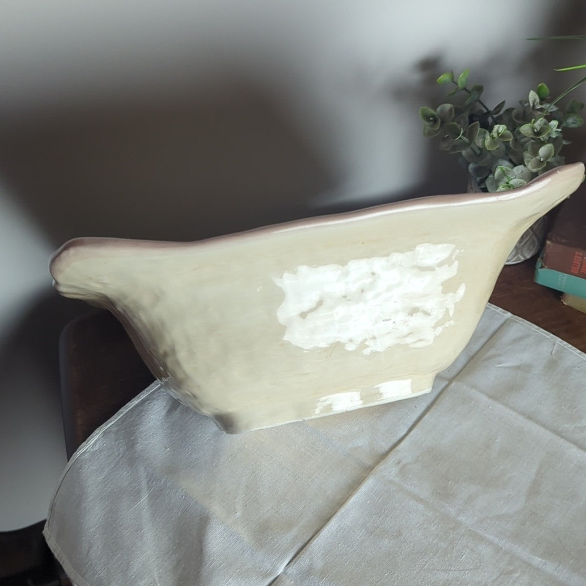 Vintage Hand Painted Italian Serving Bowl Centerpiece Italy Ceramic Tuscan