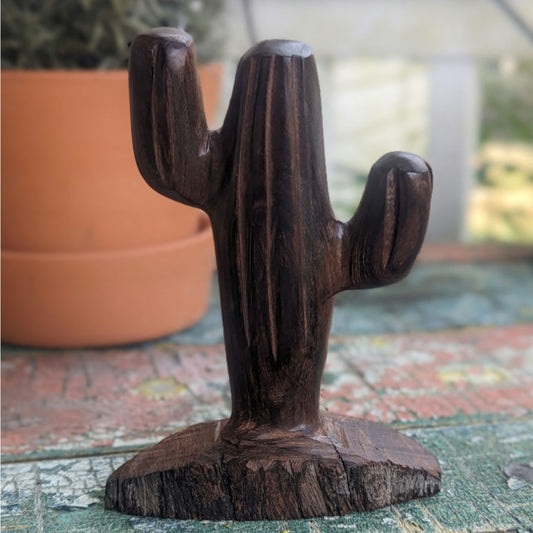 Vintage Carved Ironwood Saguaro Cactus Figurine State Southwestern Boho Decor 6"