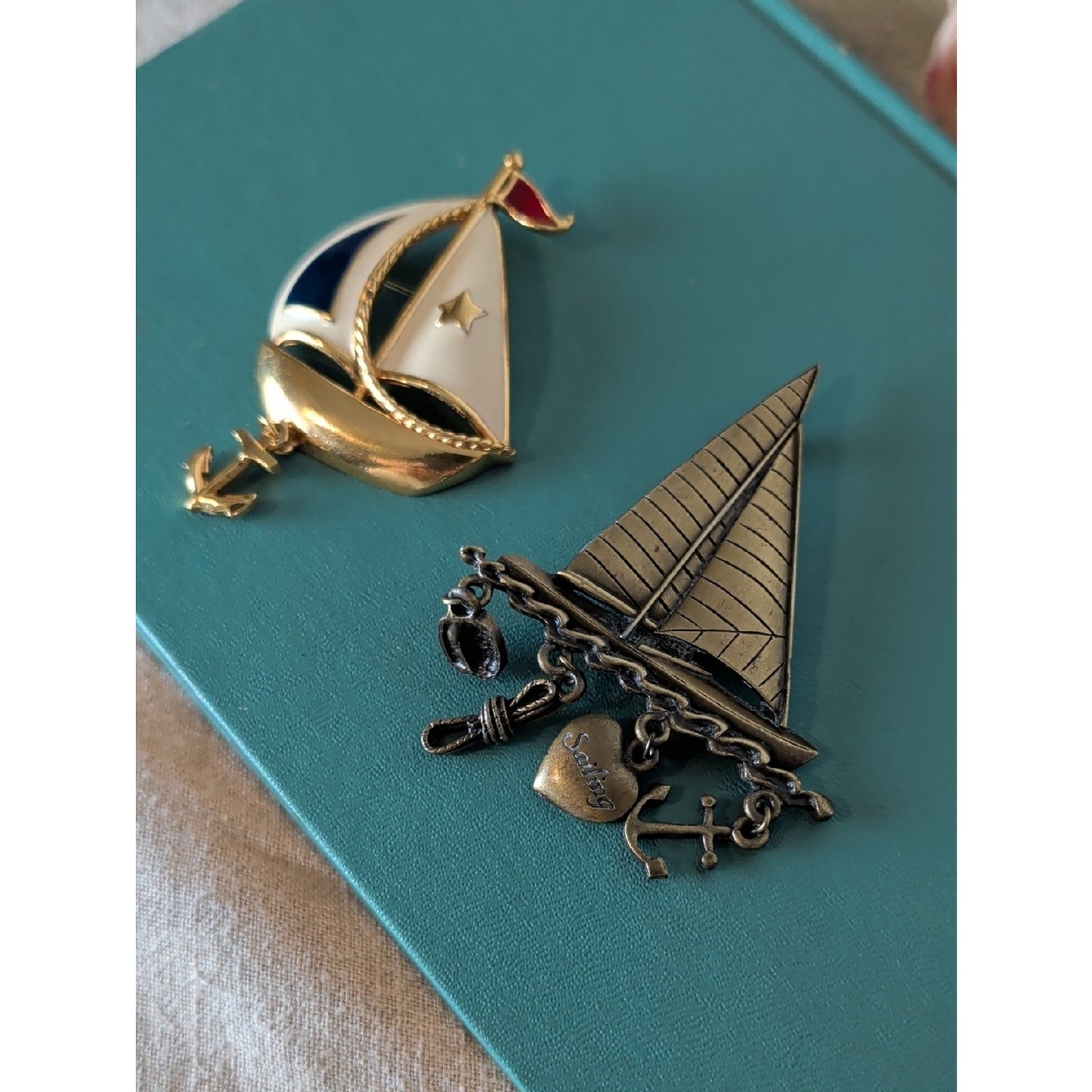 Vintage Nautical Sailboat Brooch Lot JJ Avon  Coastal Grandma Maritime Cottagec