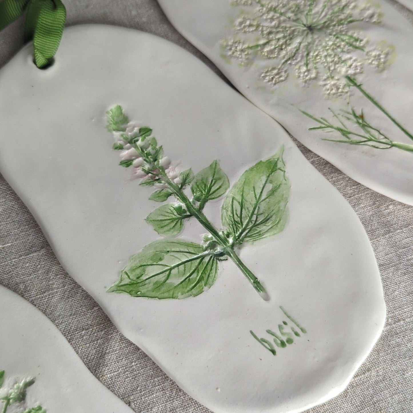 Hand Painted & Carved Herb Plaques Set of 8 Herb Kitchen Gallery Wall Display