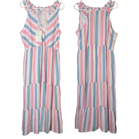 NWT Lena Mallory Midi/Maxi Linen Sundress Striped Women's Large
