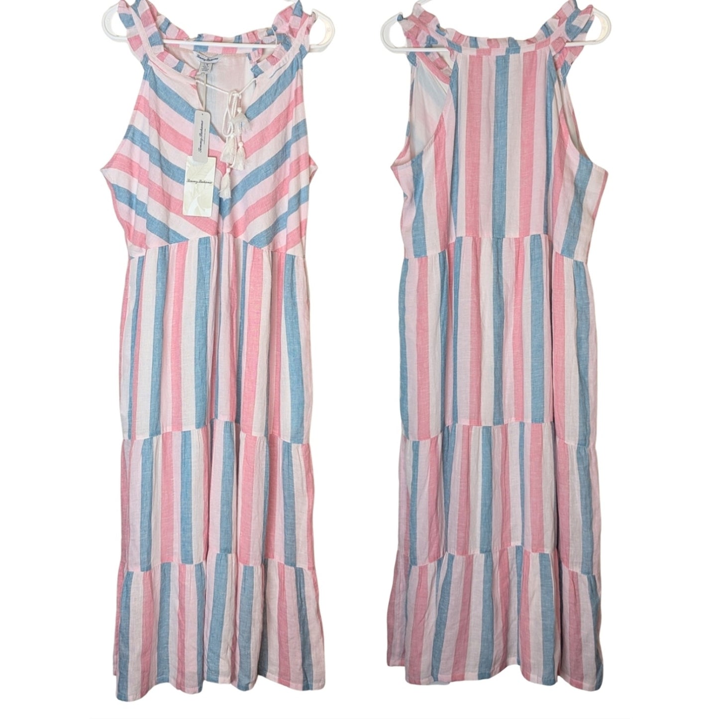 NWT Lena Mallory Midi/Maxi Linen Sundress Striped Women's Large