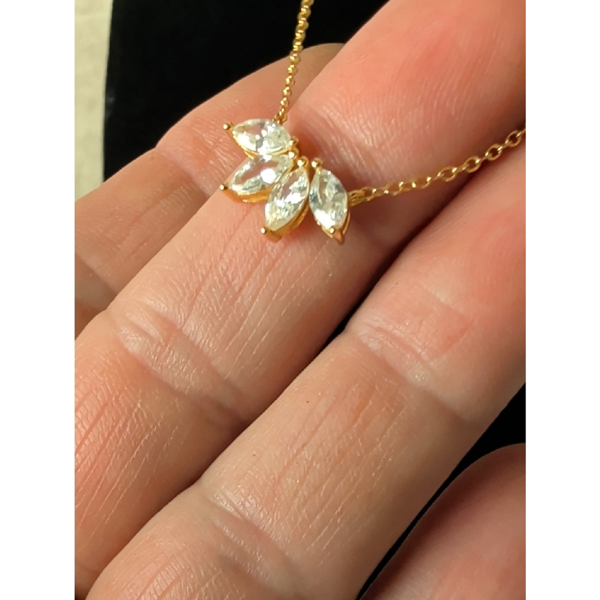 Caitlyn Minimalist 18k Gold Necklace Marquise CZ Diamond Bridal Collection