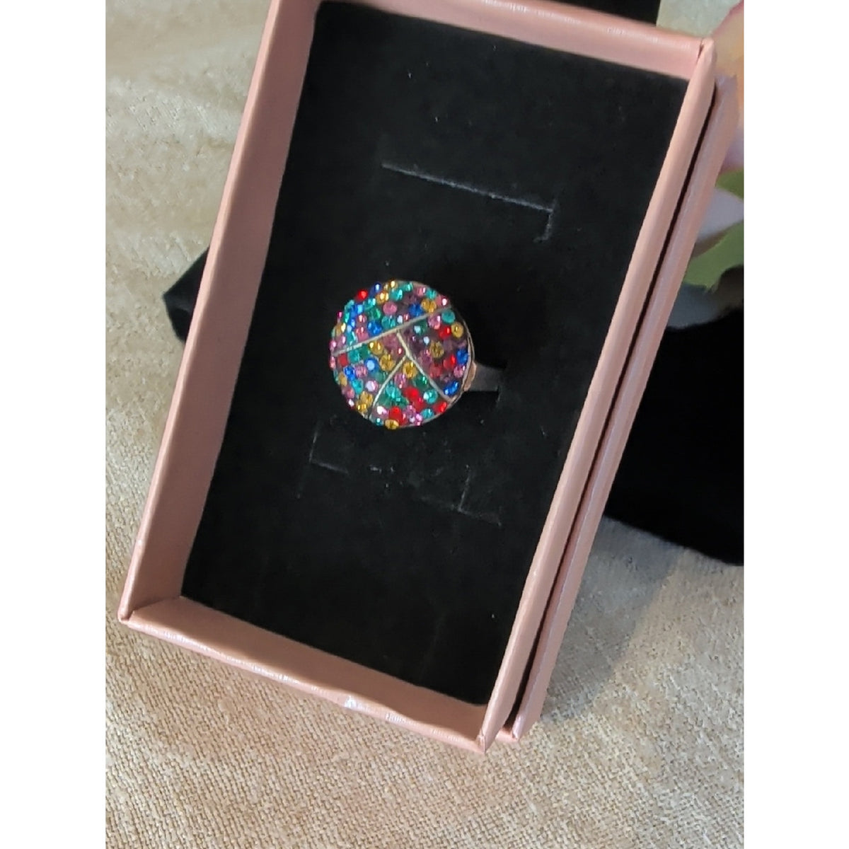Colorful Rhinestone Cocktail Ring Y2K Dopamine Glam Statement Ring  Whimsical