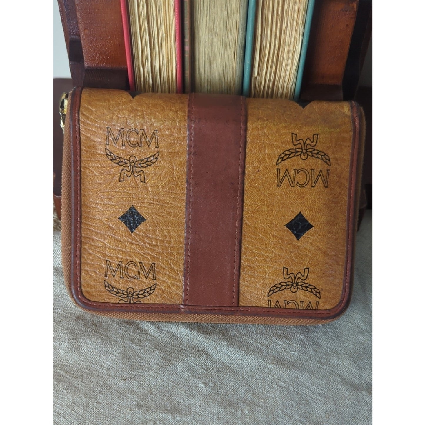 Vintage MCM Visetos Wallet Cognac Monogram Made in Germany 80s