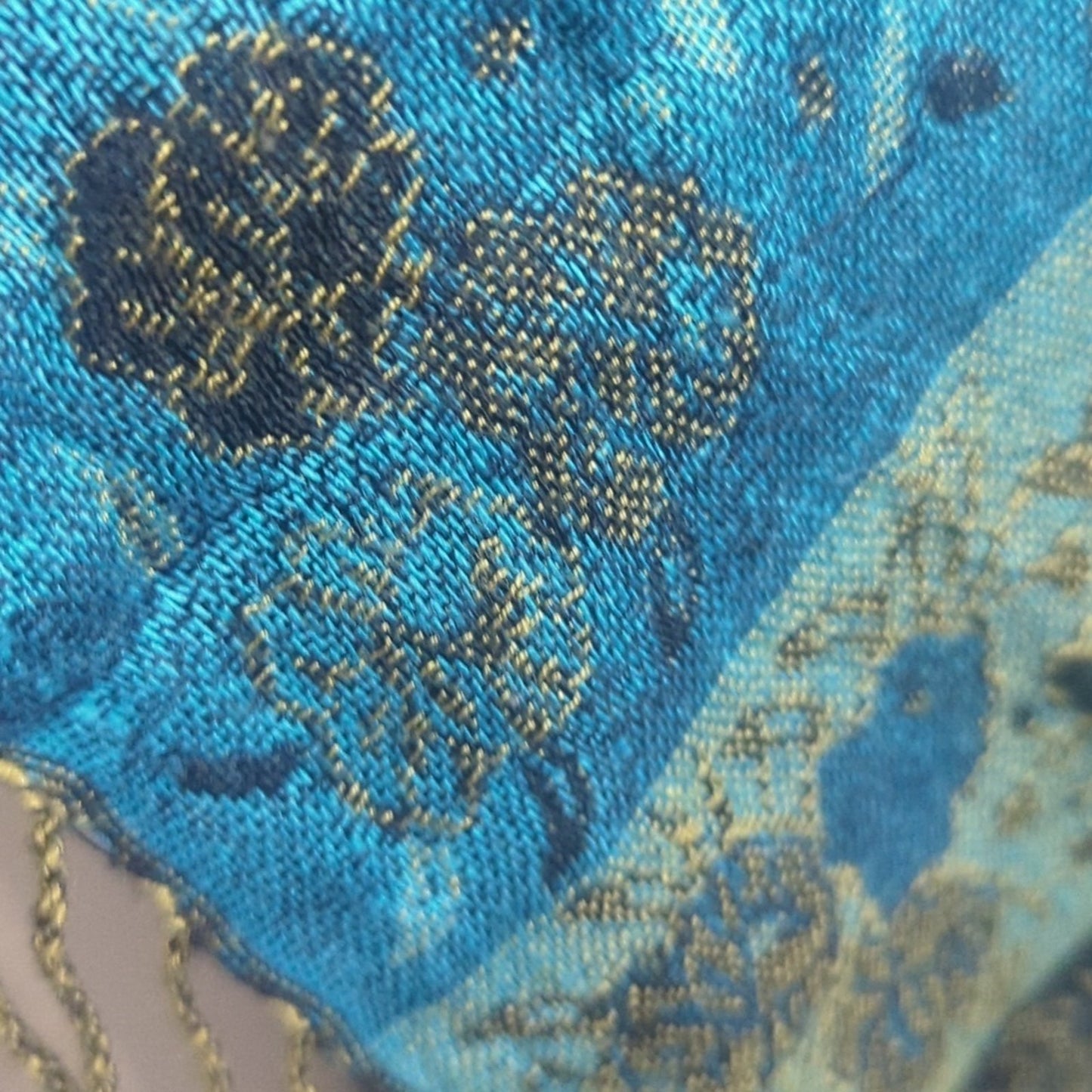 Mermaidcore Cashmere & Silk Scarf Shaw Wrap Fringe Extra Wide