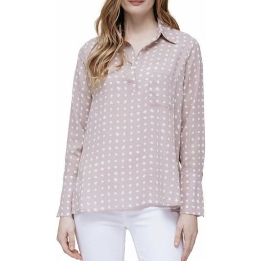 Pale Pink & White Feminine Polkadot Blouse Women's size Medium