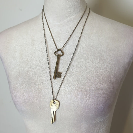 Layered Faith Key Necklace Set  Ephesians 6:19 Scripture Key Pendant Y2K