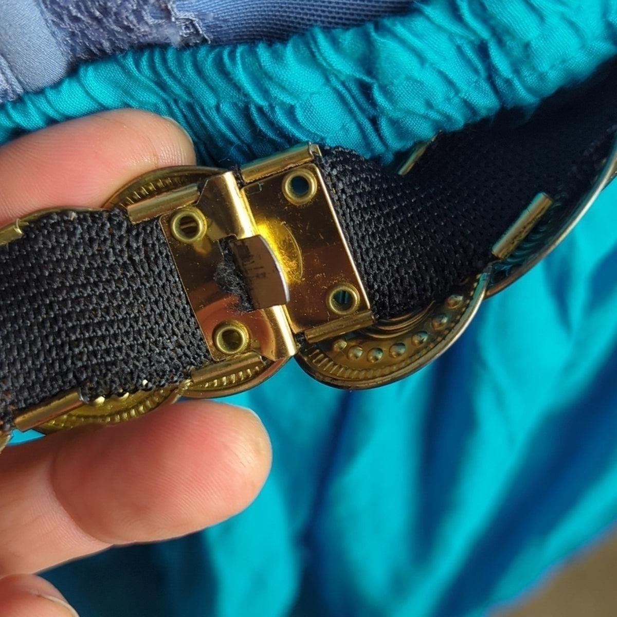 Vintage 94 GRD Coin Belt Metal Medallion Elastic Women's Size Small/Medium
