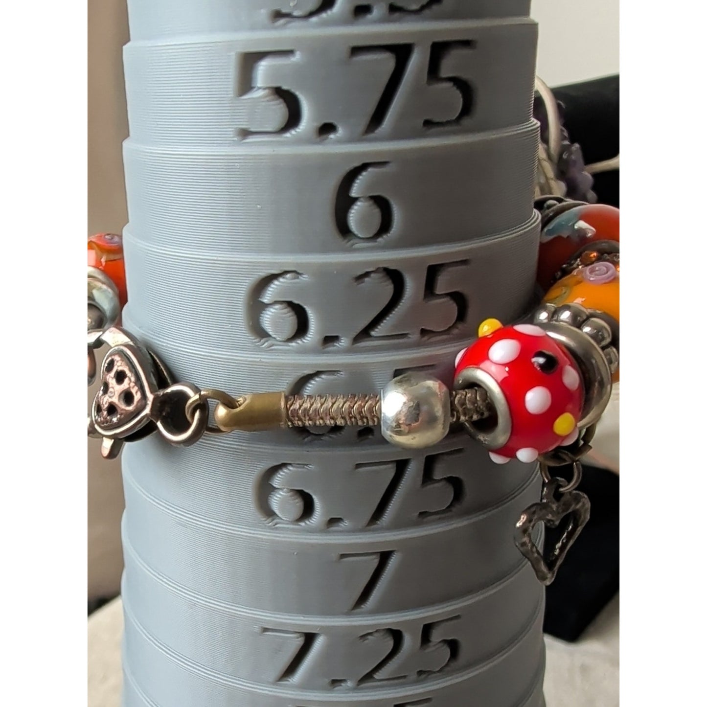 Y2K Colorful Glass Bead Charm Bracelets - Orange, Red, Gold, Clear