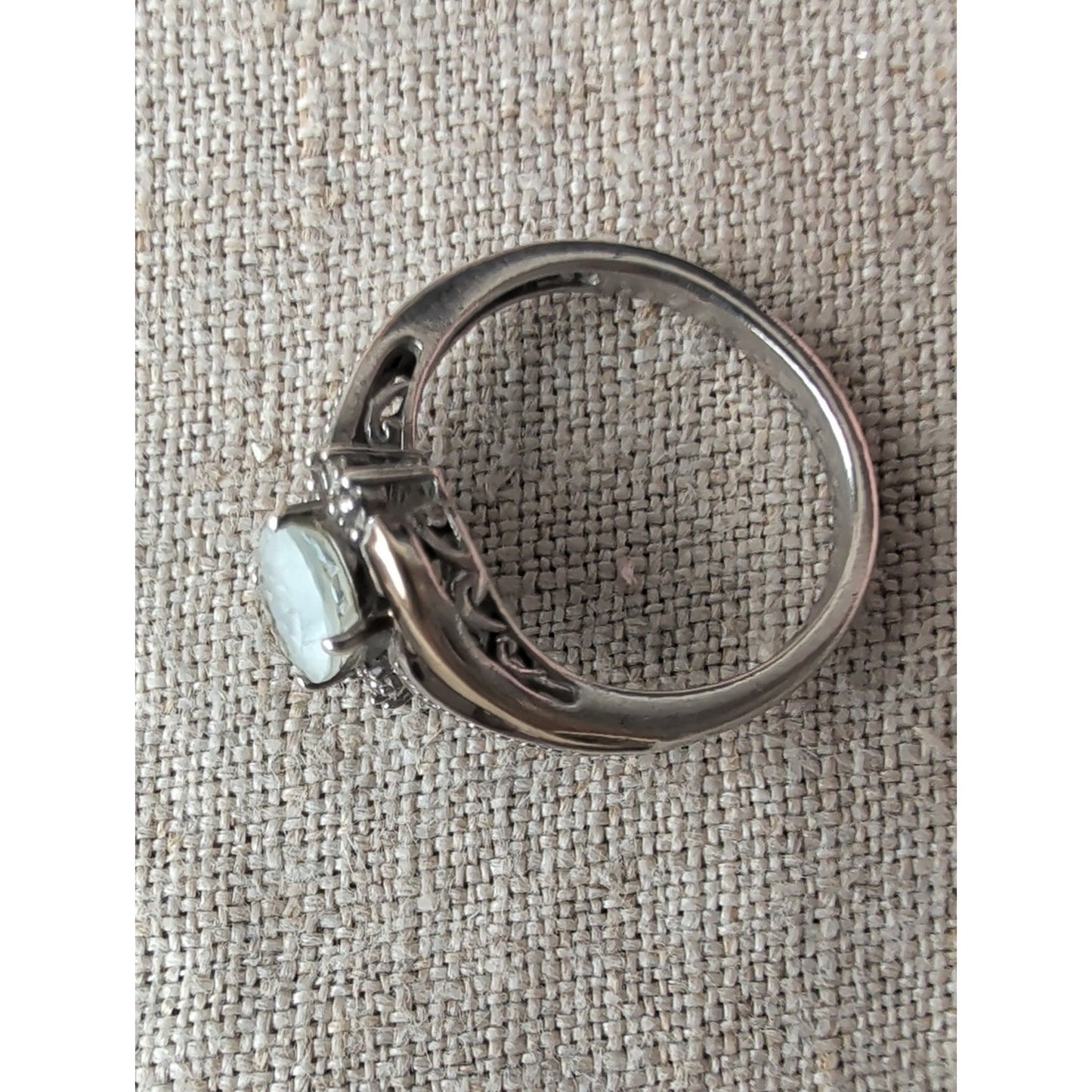 925 Sterling Silver 10K Gold Accent  Smokey Quartz Diamond Accents Ring